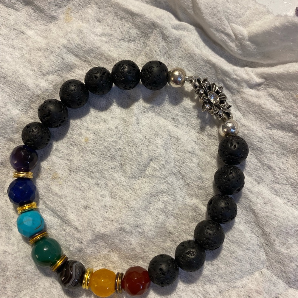NWT Chakra Lava Rock bracelet